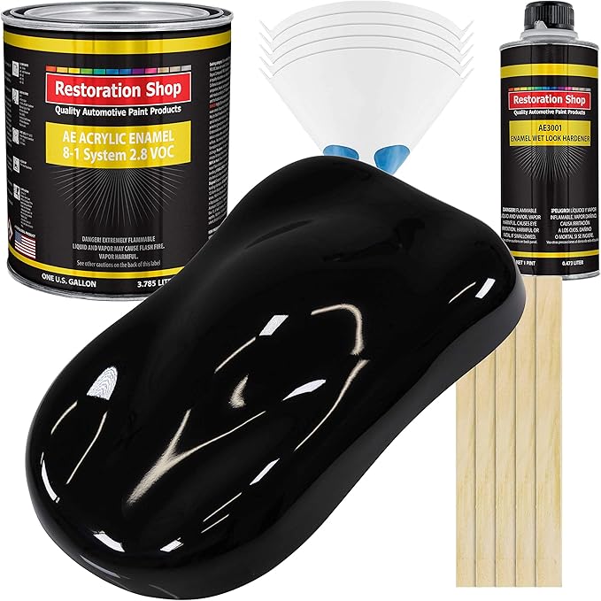 Jet Black (Gloss) Acrylic Enamel Auto Paint - Complete Gallon Paint Kit