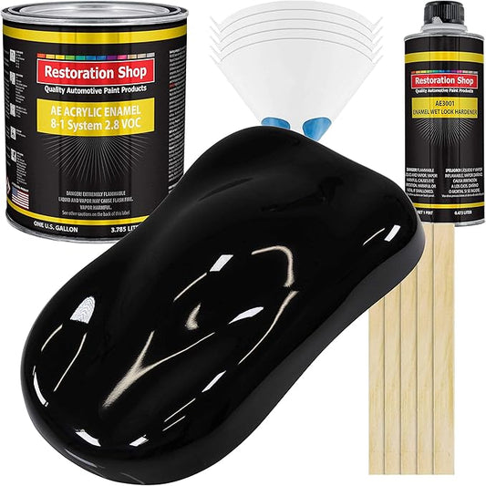 Jet Black (Gloss) Acrylic Enamel Auto Paint - Complete Gallon Paint Kit