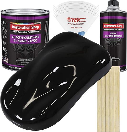 Jet Black (Gloss) Acrylic Urethane Auto Paint - Complete Gallon Paint Kit