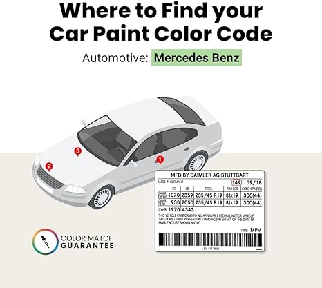 149/9149 Polar White Compatible with Mercedes-Benz Exact Match Touch Up Paint Brush