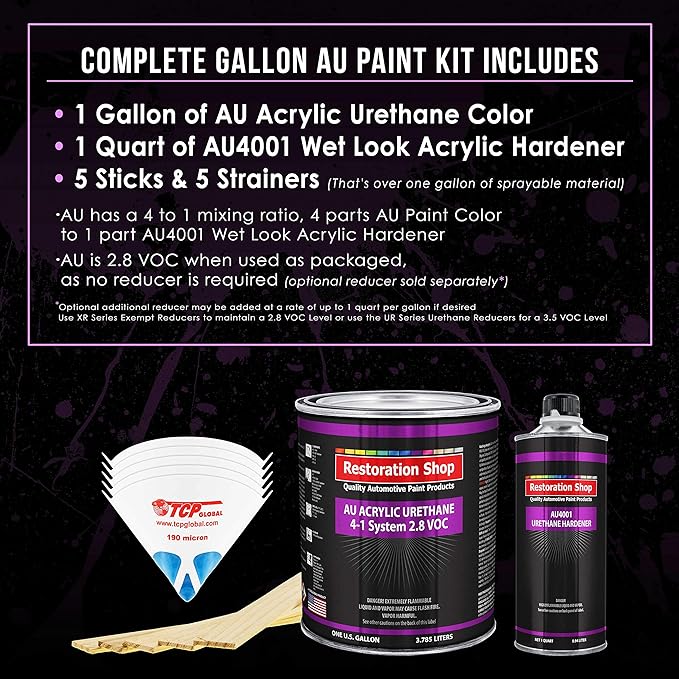 Jet Black (Gloss) Acrylic Urethane Auto Paint - Complete Gallon Paint Kit
